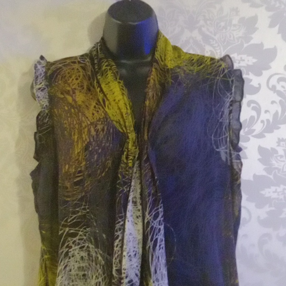 Chic Multicolor Sheer Women's Blouse